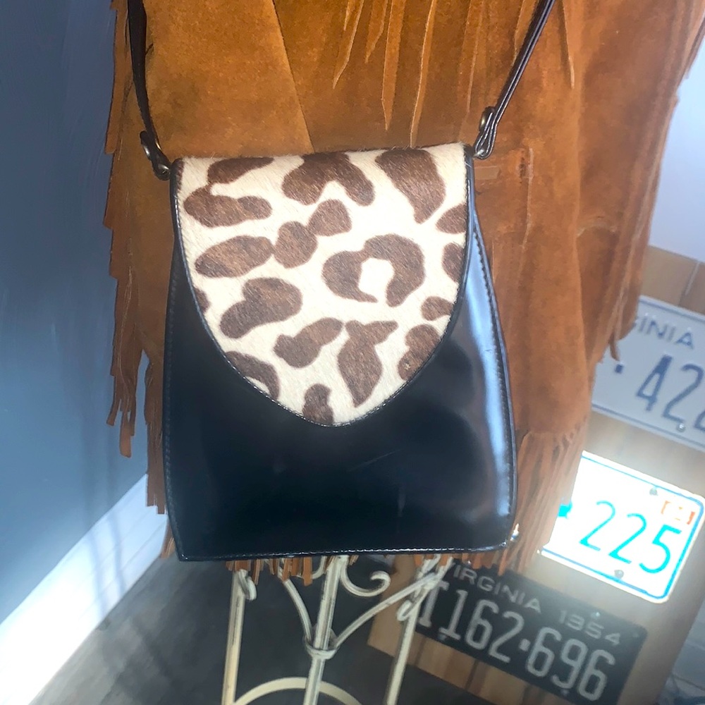 Vintage early 90’s convertible RARE  leather / animal hide cross body